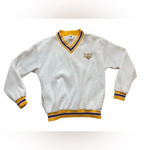 Russell Athletic Other - Vintage Russell Athletics LSU Waffle Knit V-Neck SweatShirt Size XL.